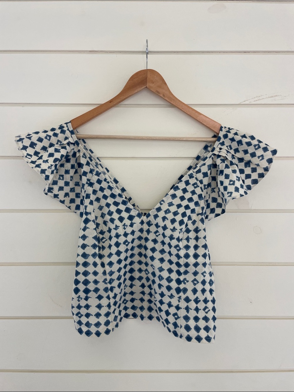 Madewell Batik Print Flutter Sleeve Top size 10